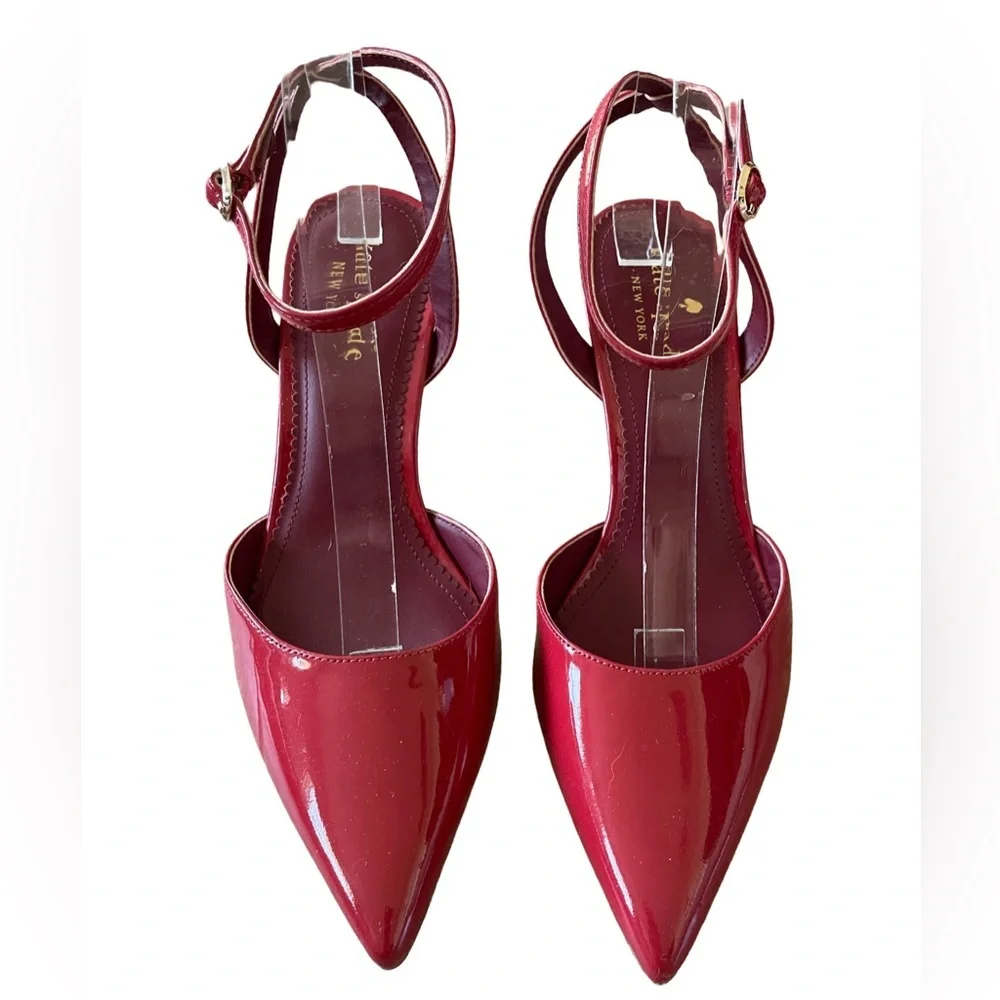 Kate Spade New York Red Patent Leather Ankle Strap Heels Size 8.5